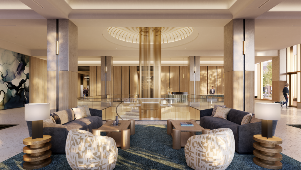 Rendering of lobby at Pearl House, by Williams New York